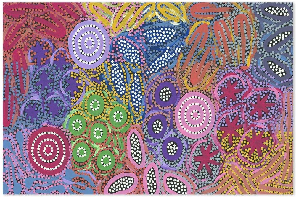 wall-art-print-canvas-poster-framed-Woman's Ceremony Dreaming-by-Michelle Possum Nungurrayi-Gioia Wall Art
