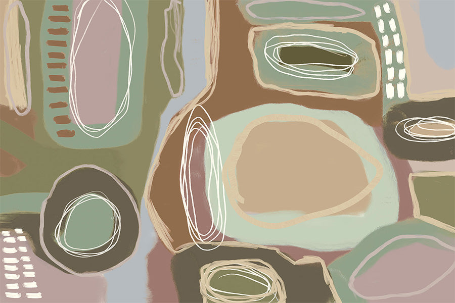 wall-art-print-canvas-poster-framed-Wondering, Brown and Green, Pastel-1