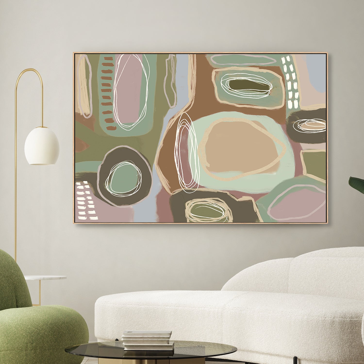 wall-art-print-canvas-poster-framed-Wondering, Brown and Green, Pastel-2