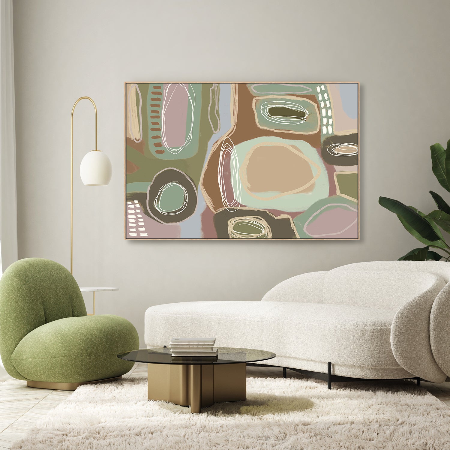 wall-art-print-canvas-poster-framed-Wondering, Brown and Green, Pastel-7