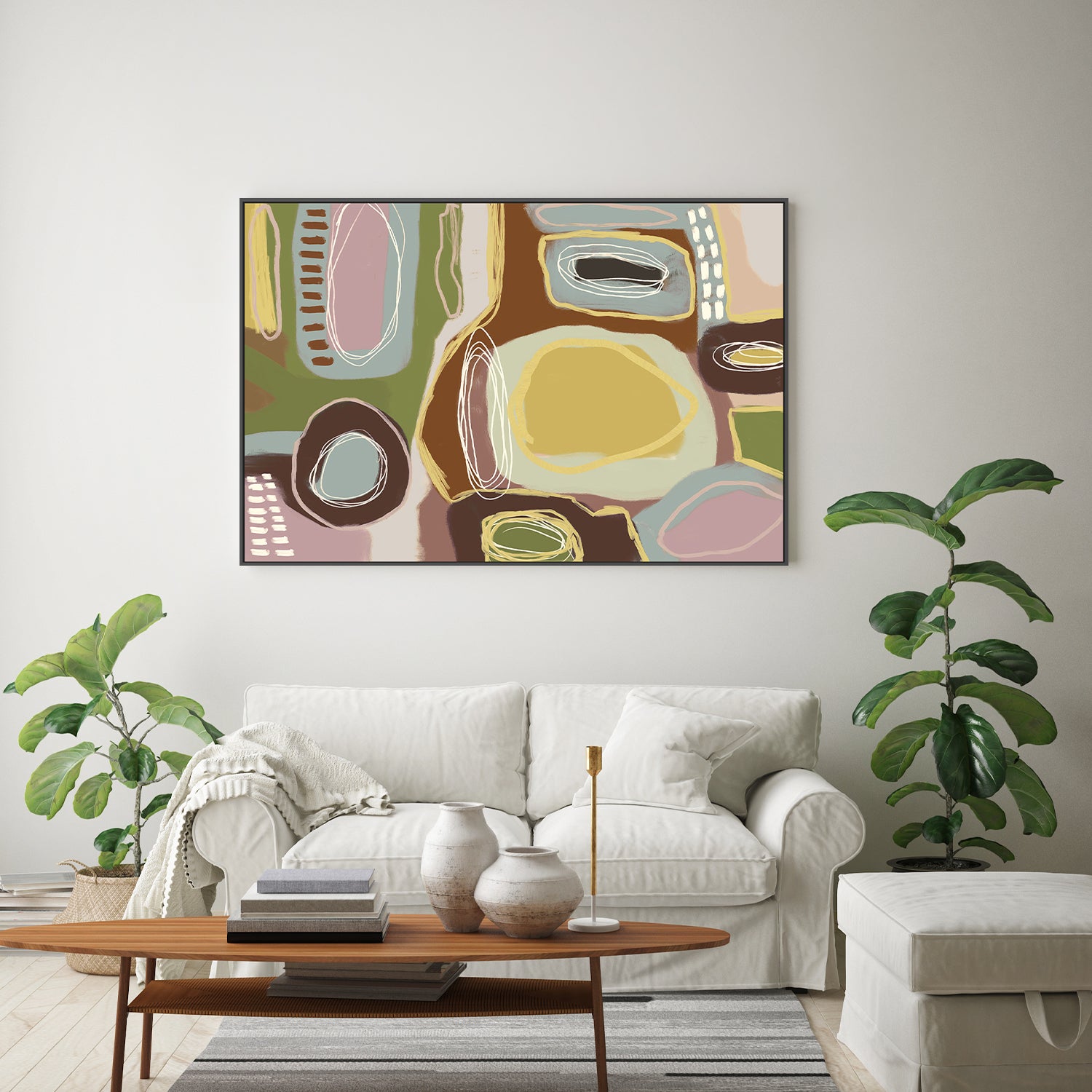 wall-art-print-canvas-poster-framed-Wondering, Brown Green and Yellow-7