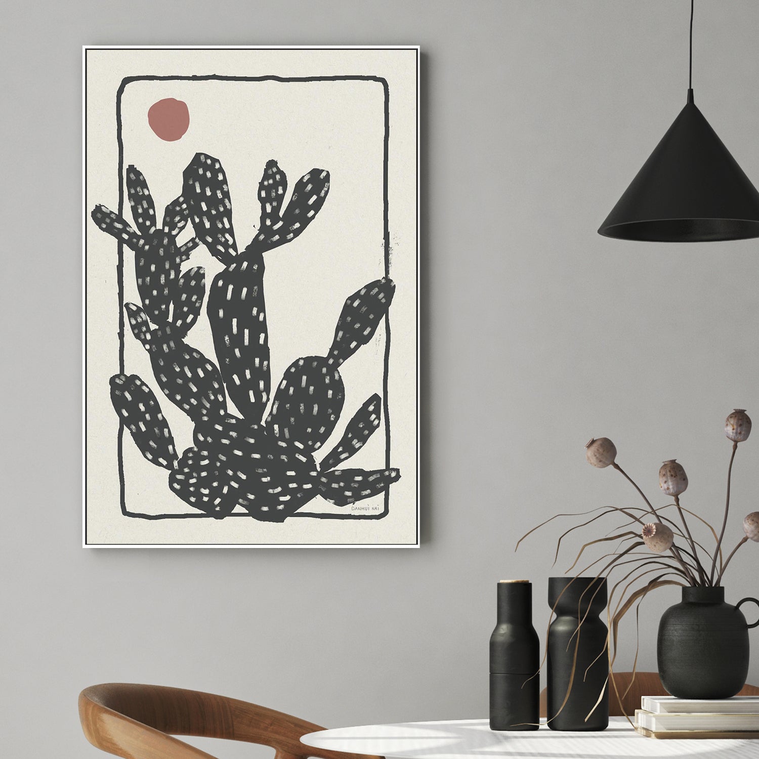 wall-art-print-canvas-poster-framed-Woodcut Cactus, Style A-2
