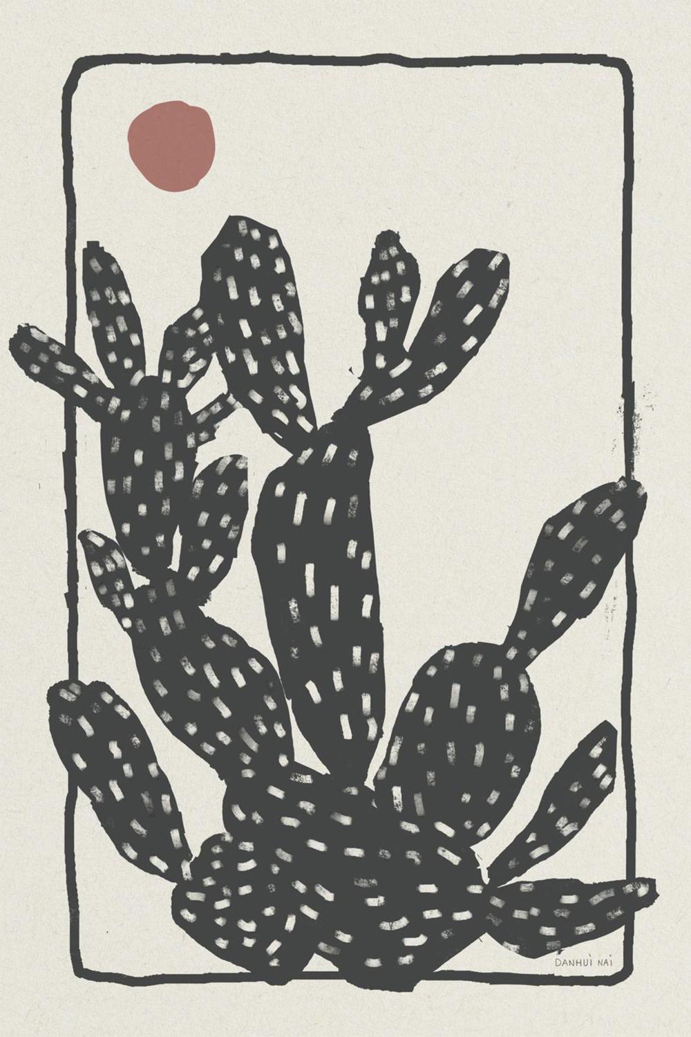 wall-art-print-canvas-poster-framed-Woodcut Cactus, Style A & B, Set Of 2-10