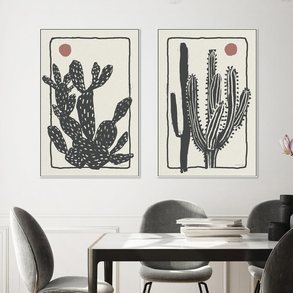 wall-art-print-canvas-poster-framed-Woodcut Cactus, Style A & B, Set Of 2-2