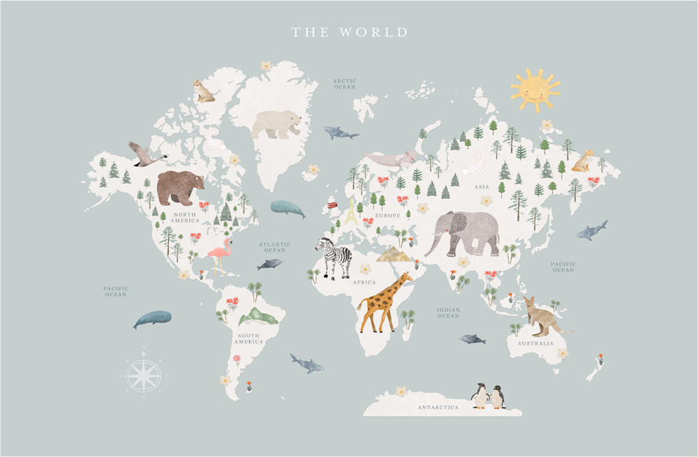 wall-art-print-canvas-poster-framed-WORLD MAP , By Leah Straatsma-1
