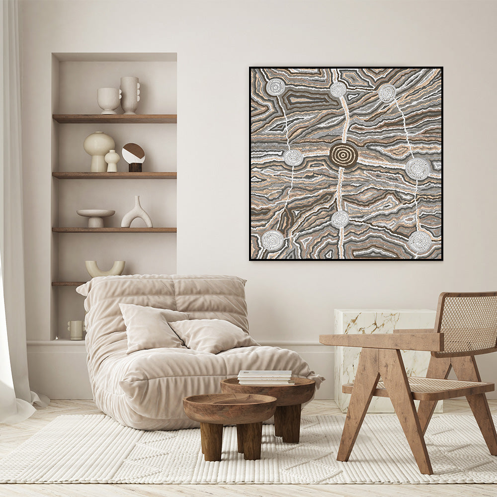 wall-art-print-canvas-poster-framed-Worm Dreaming, Brown Tones, By Khatija Possum , By Khatija Possum-GIOIA-WALL-ART