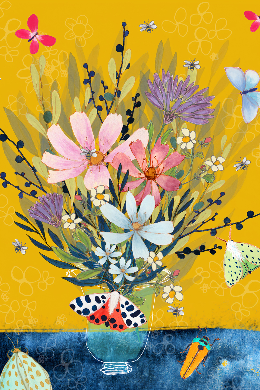 wall-art-print-canvas-poster-framed-Yellow Flowers , By Tracy Loughlin-1