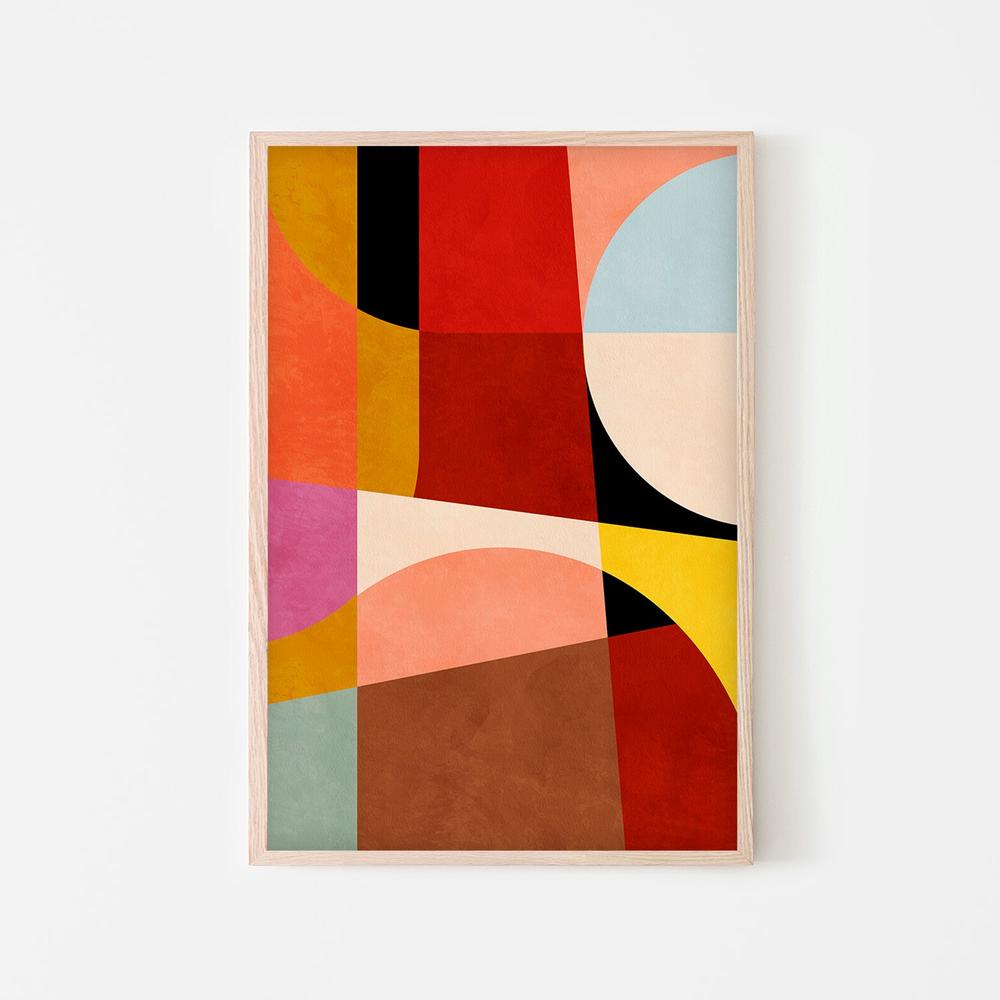 Warm Colors Bauhaus Geometry, Style B-by-Ana Rut Bre-wall-art-print-canvas-poster-framed-Gioia
