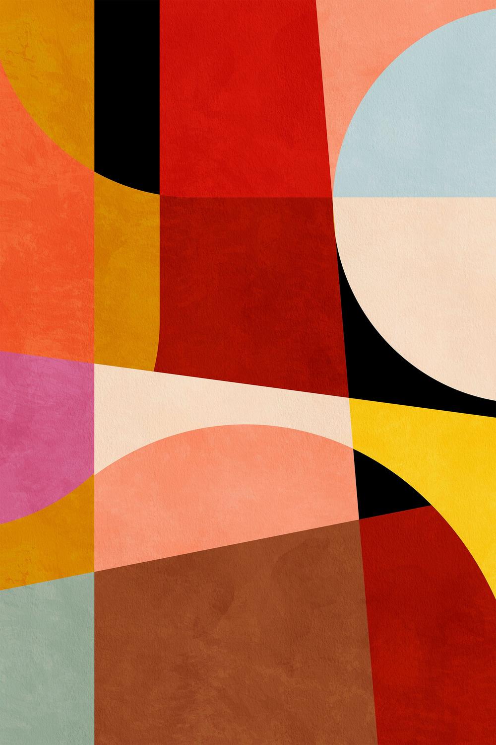 Warm Colors Bauhaus Geometry, Style B-by-Ana Rut Bre-wall-art-print-canvas-poster-framed-Gioia