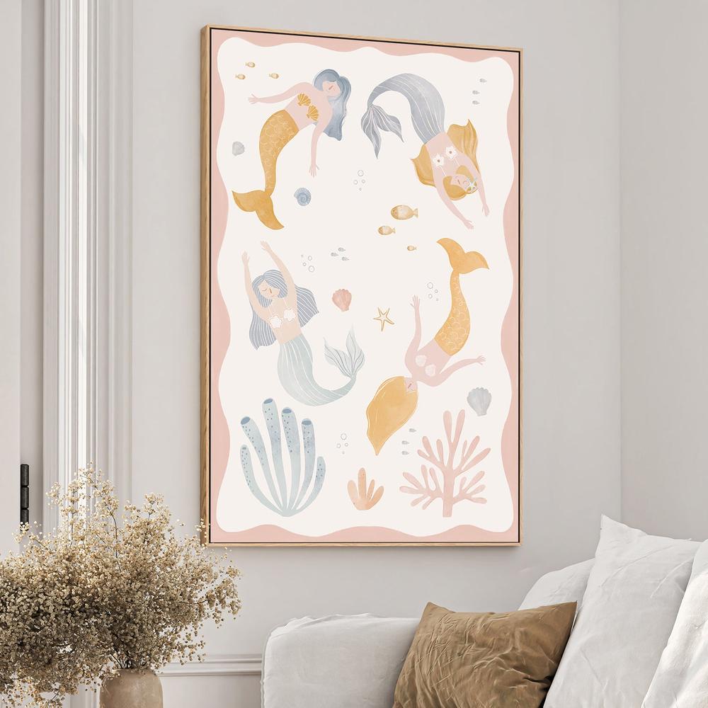 Whimsical Mermaids Ocean-by-Menina Lisboa-wall-art-print-canvas-poster-framed-Gioia