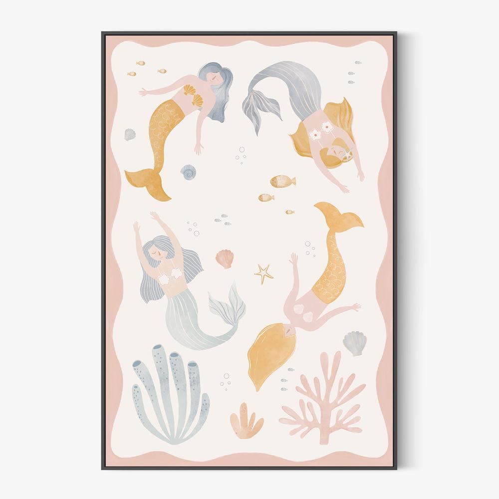 Whimsical Mermaids Ocean-by-Menina Lisboa-wall-art-print-canvas-poster-framed-Gioia