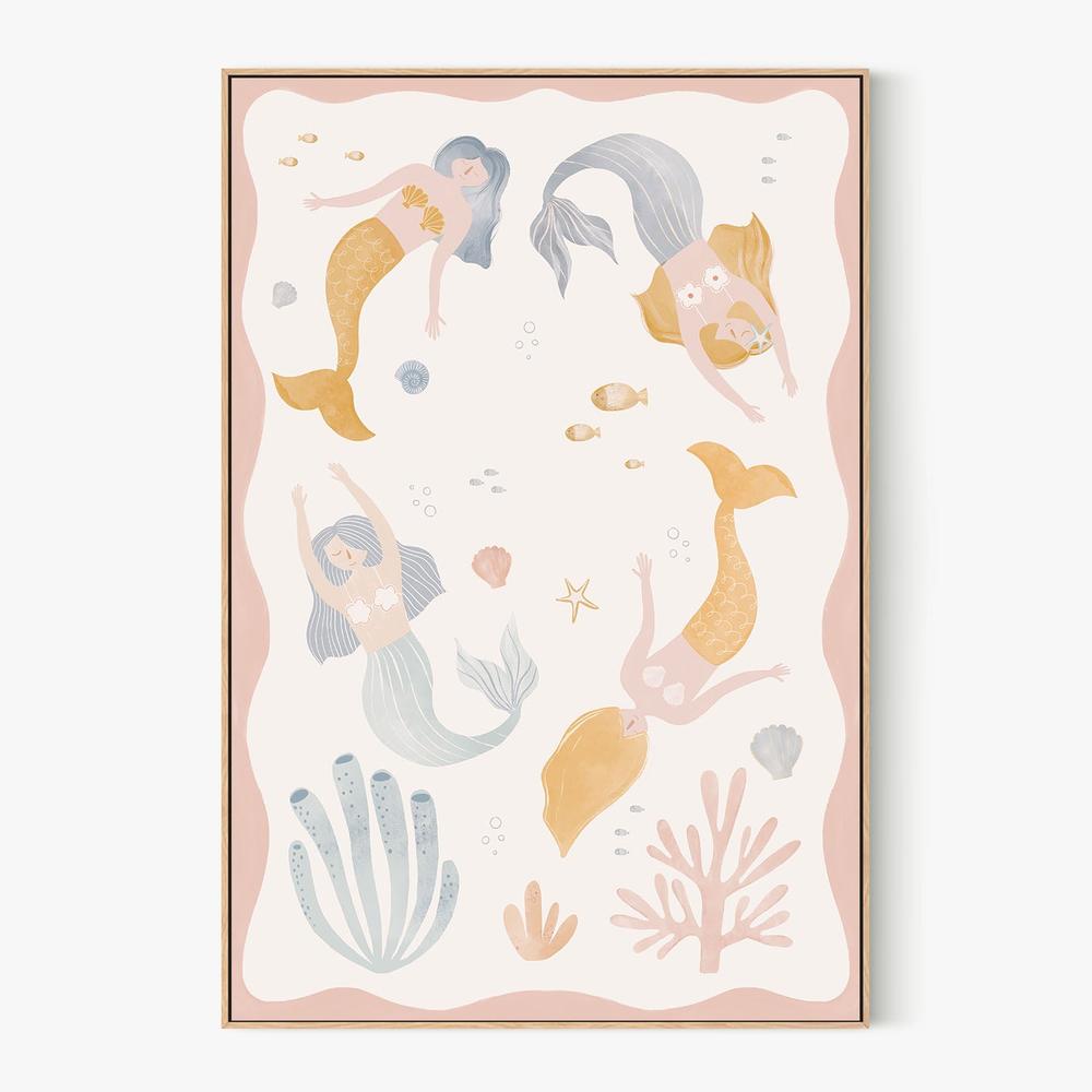 Whimsical Mermaids Ocean-by-Menina Lisboa-wall-art-print-canvas-poster-framed-Gioia