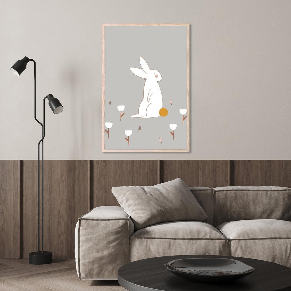 White Bunny Among Flowers-by-Menina Lisboa-wall-art-print-canvas-poster-framed-Gioia