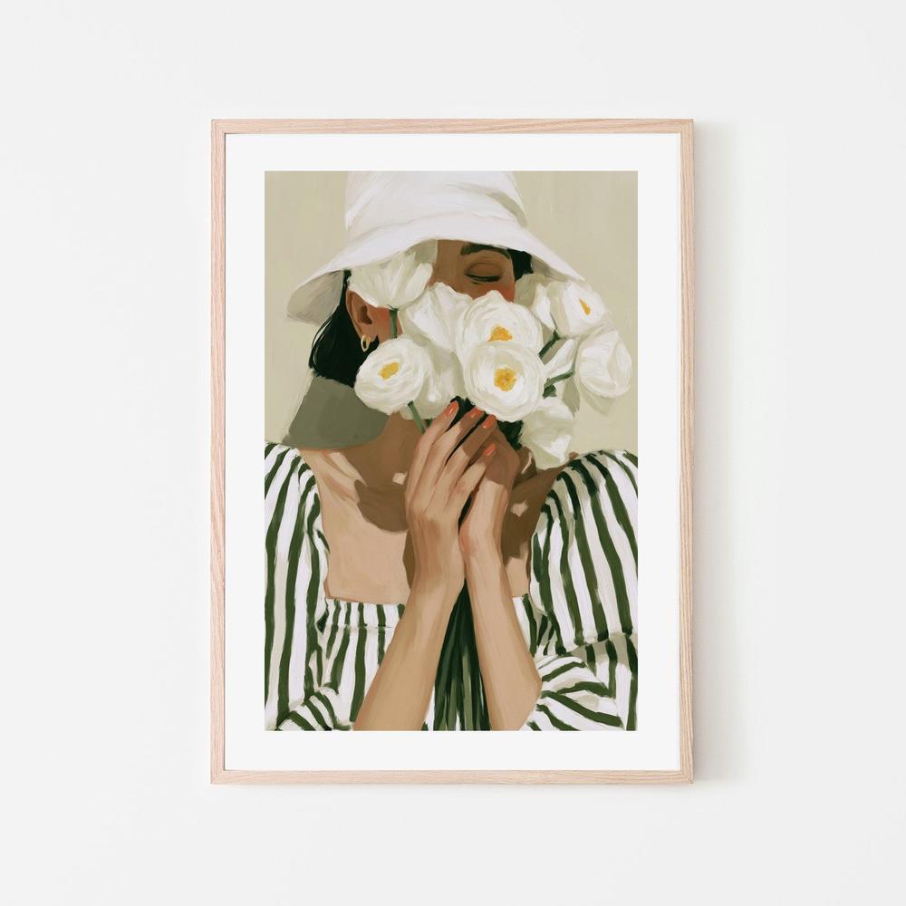 White Hat Ranunculus-by-Stephanie Jeuffroy-wall-art-print-canvas-poster-framed-Gioia
