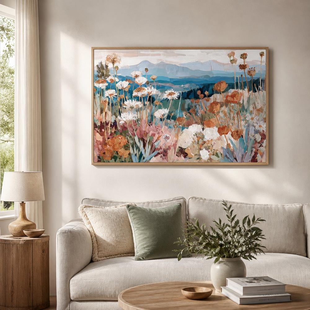 Wildflowers Overlooking Mountains-by-Chromatic Storm Studio-wall-art-print-canvas-poster-framed-Gioia