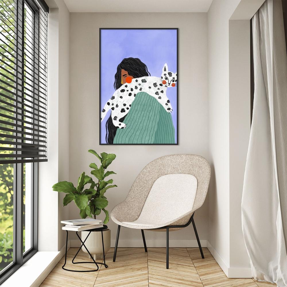 Woman and Spotted Cat-by-Bea Muller-wall-art-print-canvas-poster-framed-Gioia