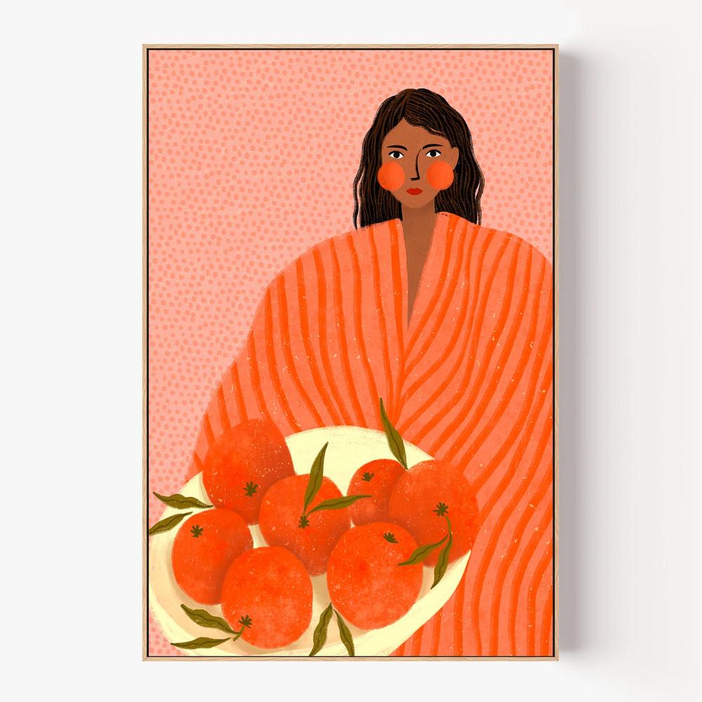Woman Holding Oranges-by-Bea Muller-wall-art-print-canvas-poster-framed-Gioia