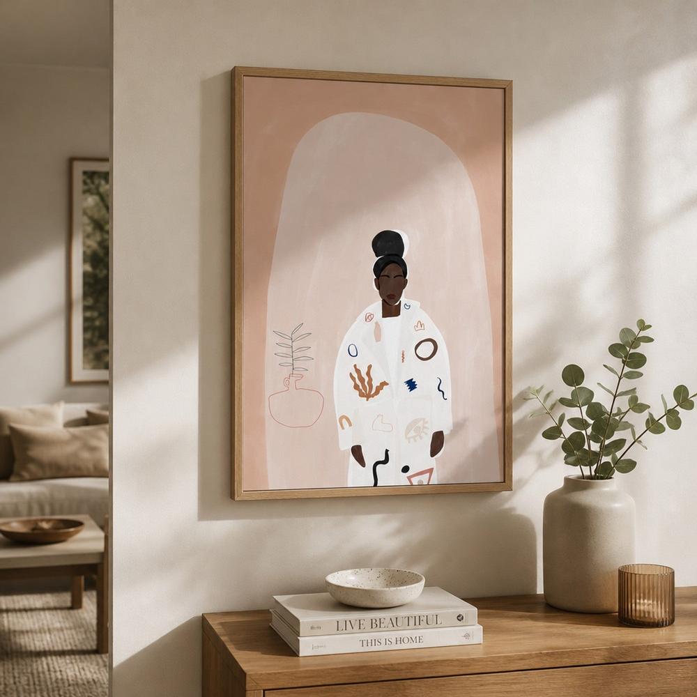 Woman in Abstract Coat-by-Ivy Green Illustrations-wall-art-print-canvas-poster-framed-Gioia
