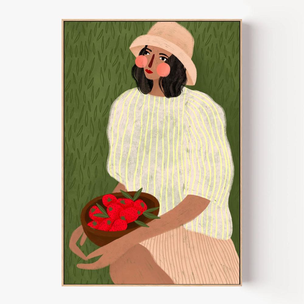 Woman with Berry Bowl-by-Bea Muller-wall-art-print-canvas-poster-framed-Gioia