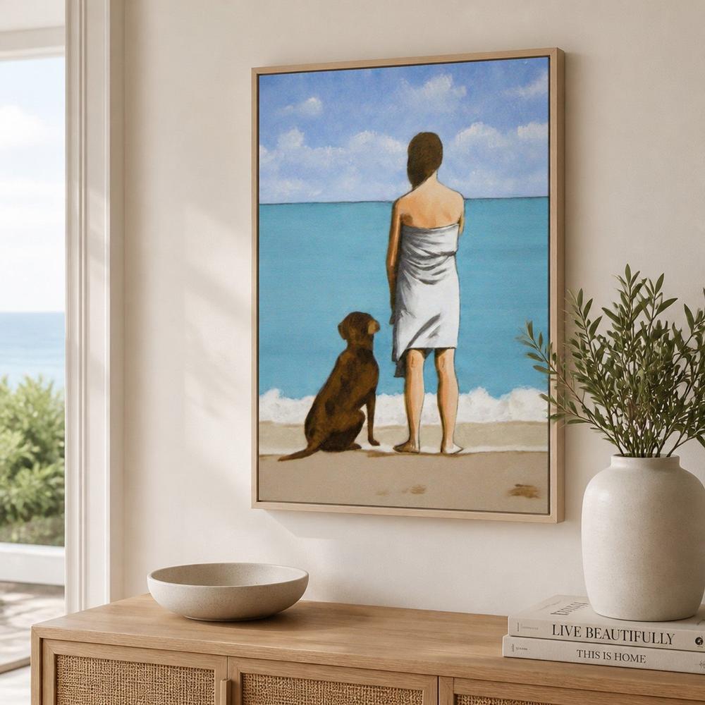 Woman With Dog-by-Sarah Morrissette-wall-art-print-canvas-poster-framed-Gioia