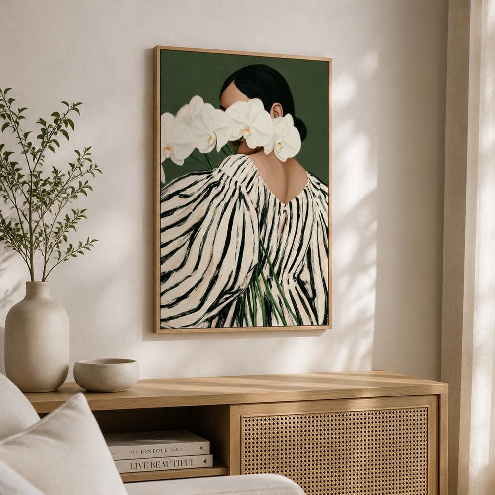 Woman With White Orchids-by-Stephanie Jeuffroy-wall-art-print-canvas-poster-framed-Gioia