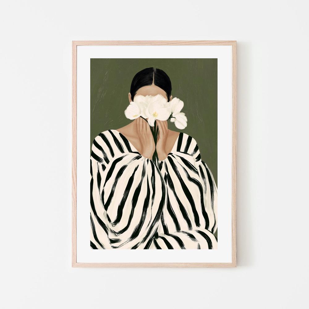 Woman with White Orchids-by-Stephanie Jeuffroy-wall-art-print-canvas-poster-framed-Gioia