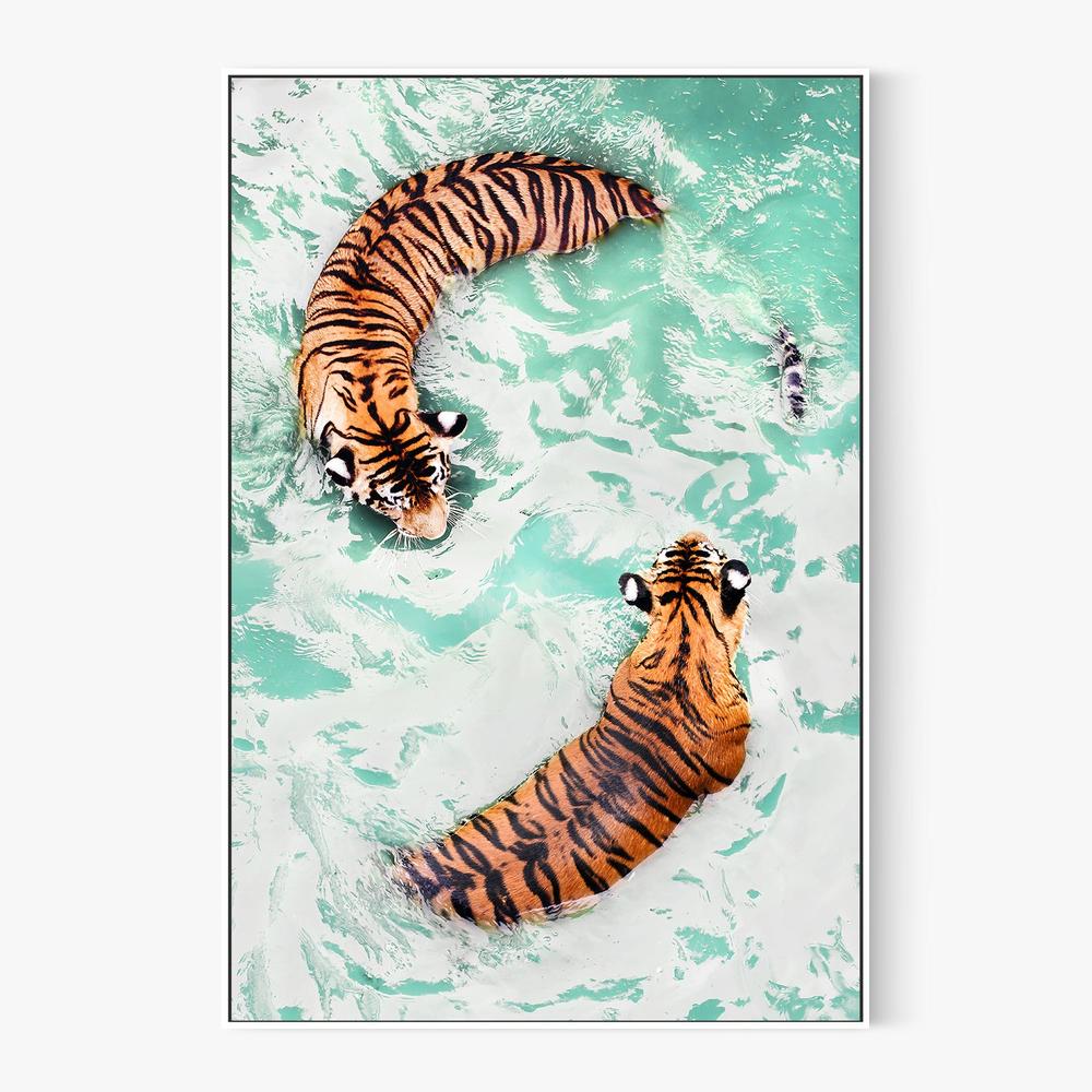 Yin & Yang Tigers-by-Gal Pittel-wall-art-print-canvas-poster-framed-Gioia