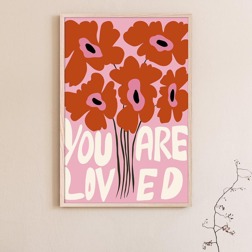 You Are Loved Flowers-by-Miho Art Studio-wall-art-print-canvas-poster-framed-Gioia