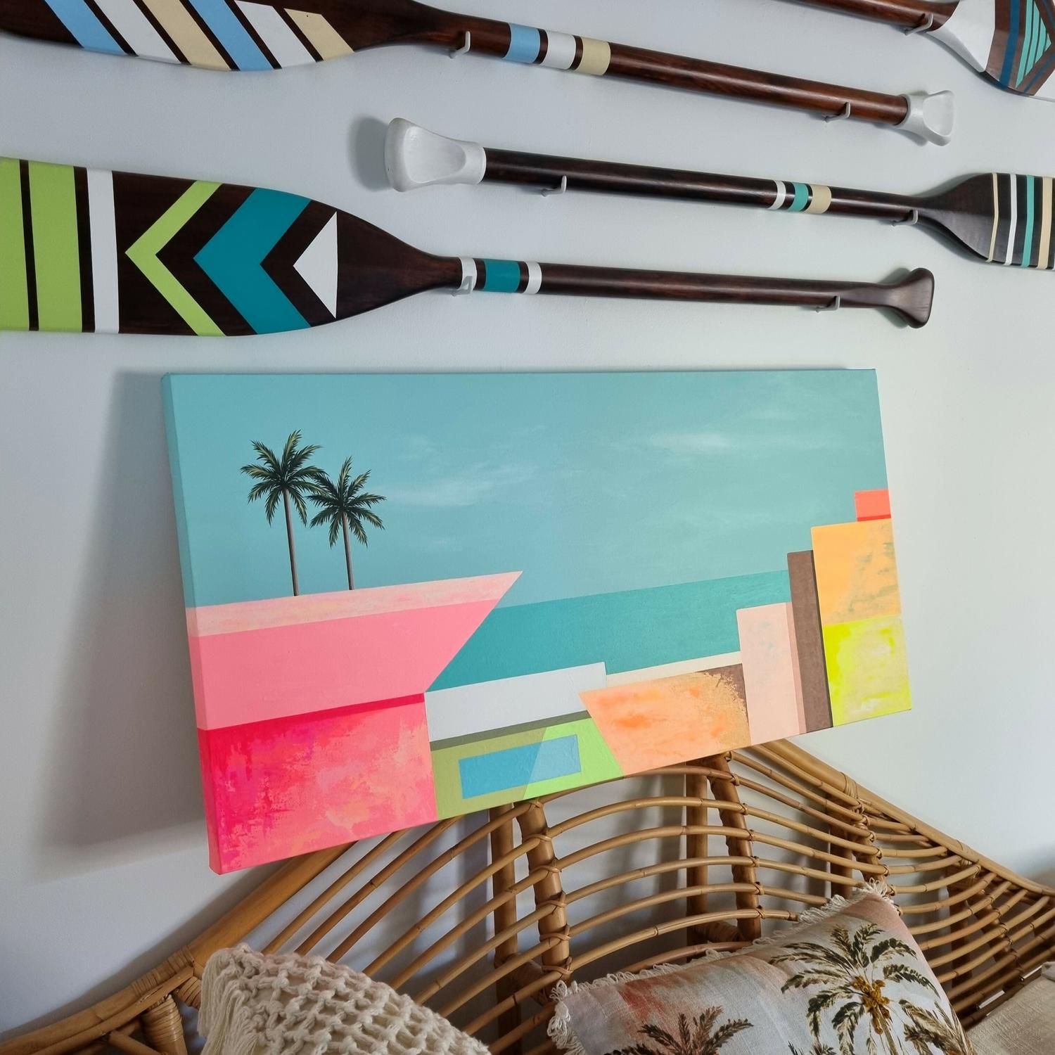 Casas De La Costa #2, Original Hand-Painted Canvas By Michelle Jirsensky