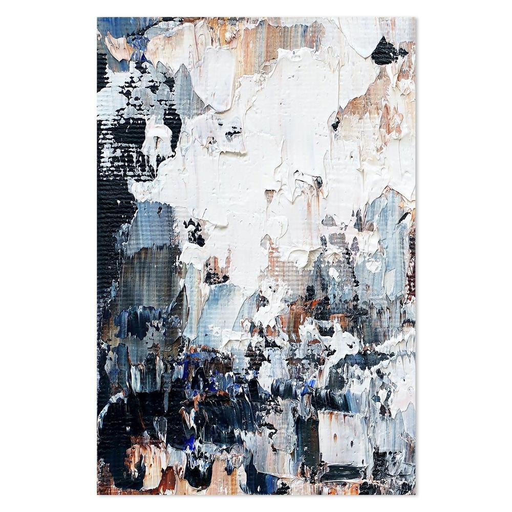 Blue, White and Nude Abstract , Hand-painted Canvas