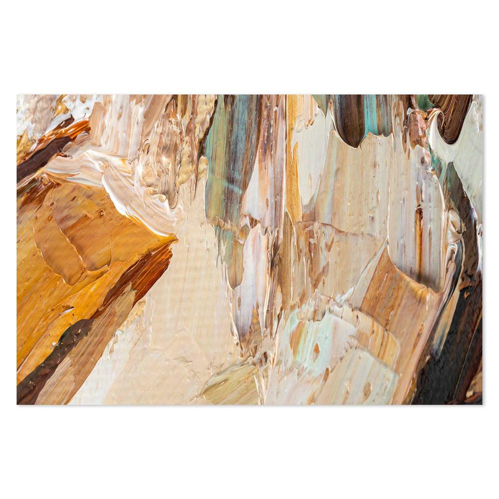 Mustard and Turquoise Abstract , Hand-painted Canvas