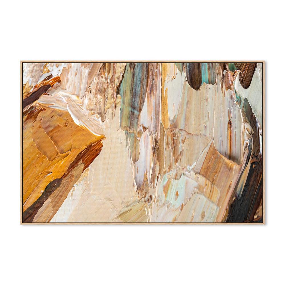 Mustard and Turquoise Abstract , Hand-painted Canvas