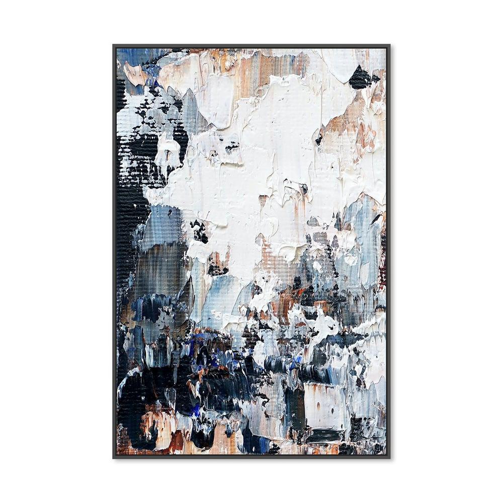 Blue, White and Nude Abstract , Hand-painted Canvas