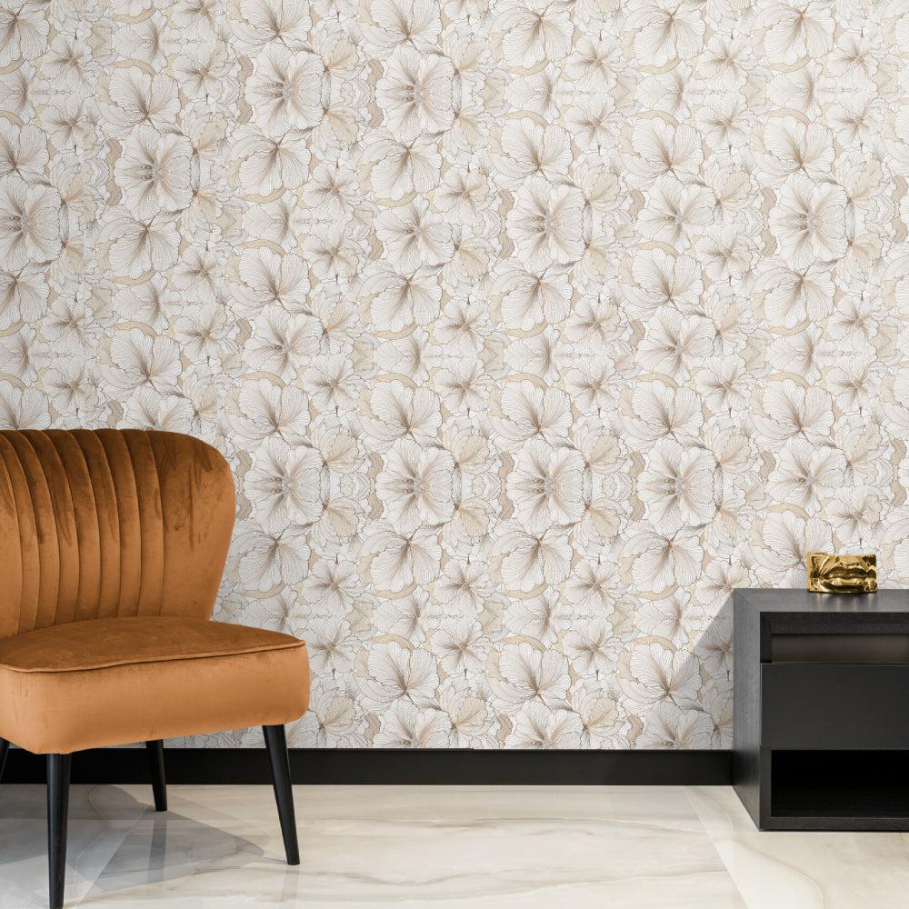 Beige Flowers Wallpaper