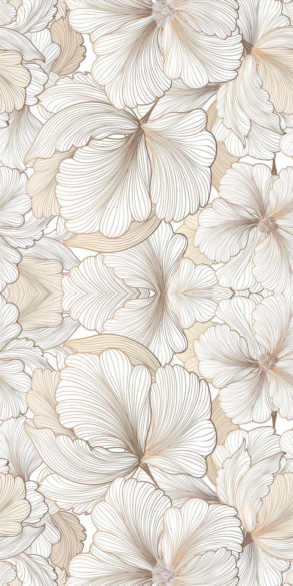 Beige Flowers Wallpaper