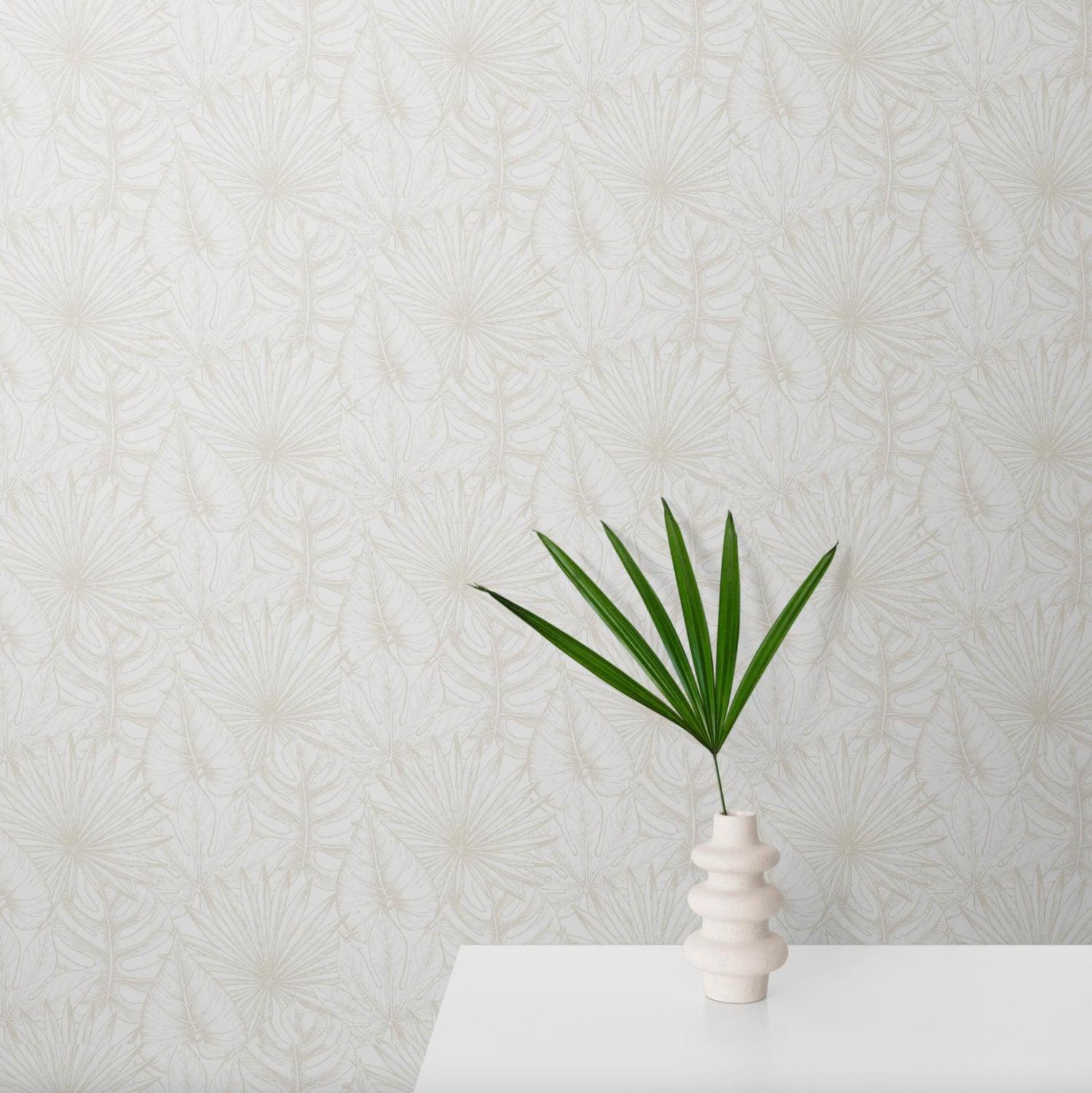 Beige Sketched Botanicals Wallpaper