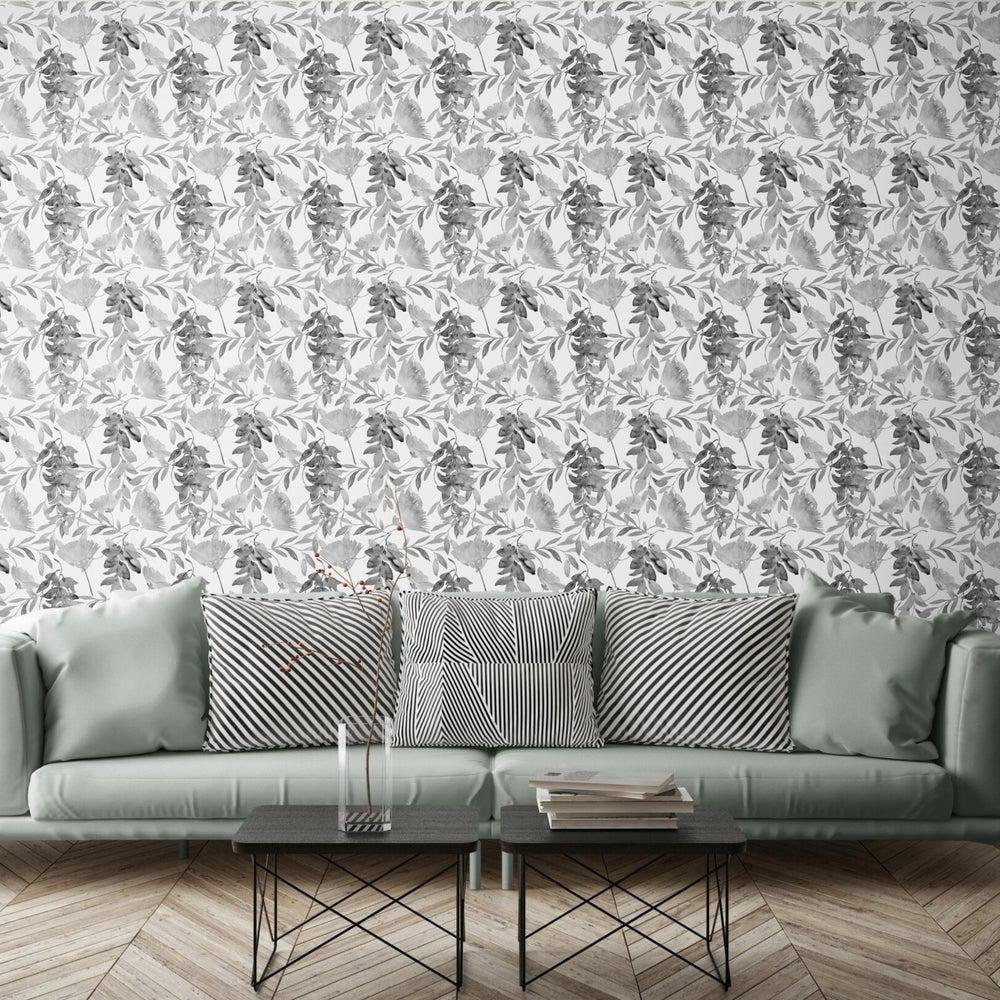 Black and White Florals-wallpaper-eco-friendly-easy-removal-GIOIA-WALL-ART