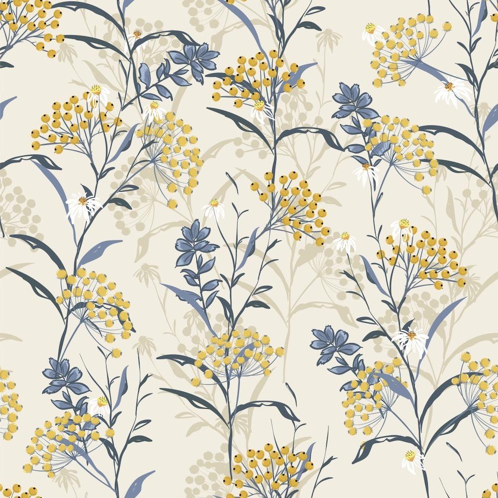 Blue and Yellow Natives-wallpaper-eco-friendly-easy-removal-GIOIA-WALL-ART