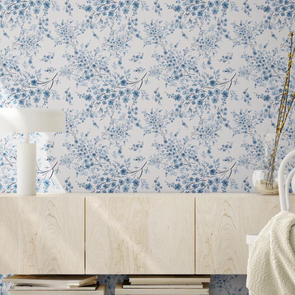 Delicate Blue Blooms-wallpaper-eco-friendly-easy-removal-GIOIA-WALL-ART
