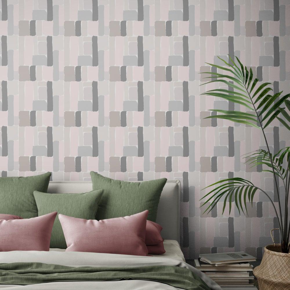 Green and Pink Blocks-wallpaper-eco-friendly-easy-removal-GIOIA-WALL-ART
