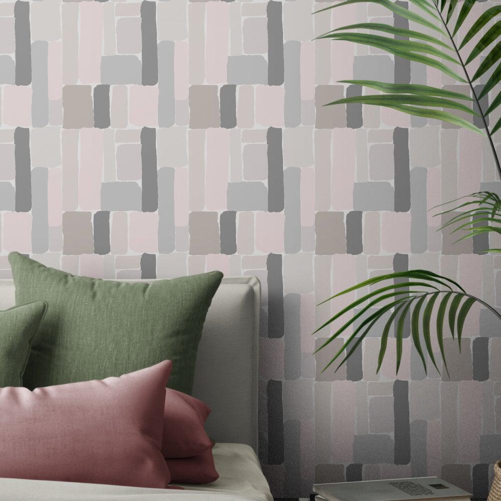 Green and Pink Blocks-wallpaper-eco-friendly-easy-removal-GIOIA-WALL-ART