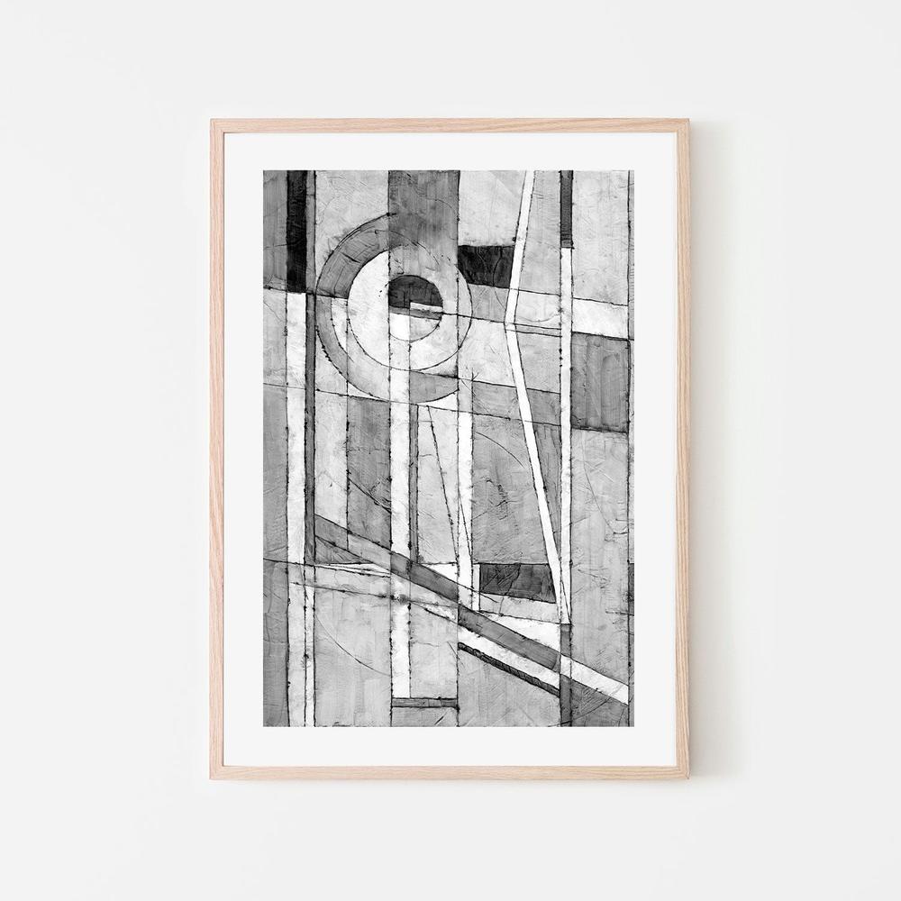 Monochrome Angles, Style B, Hand-Painted Canvas
