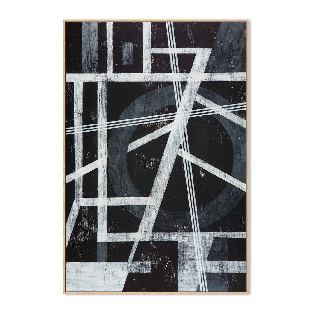 Monochrome Angles, Style C, Hand-Painted Canvas