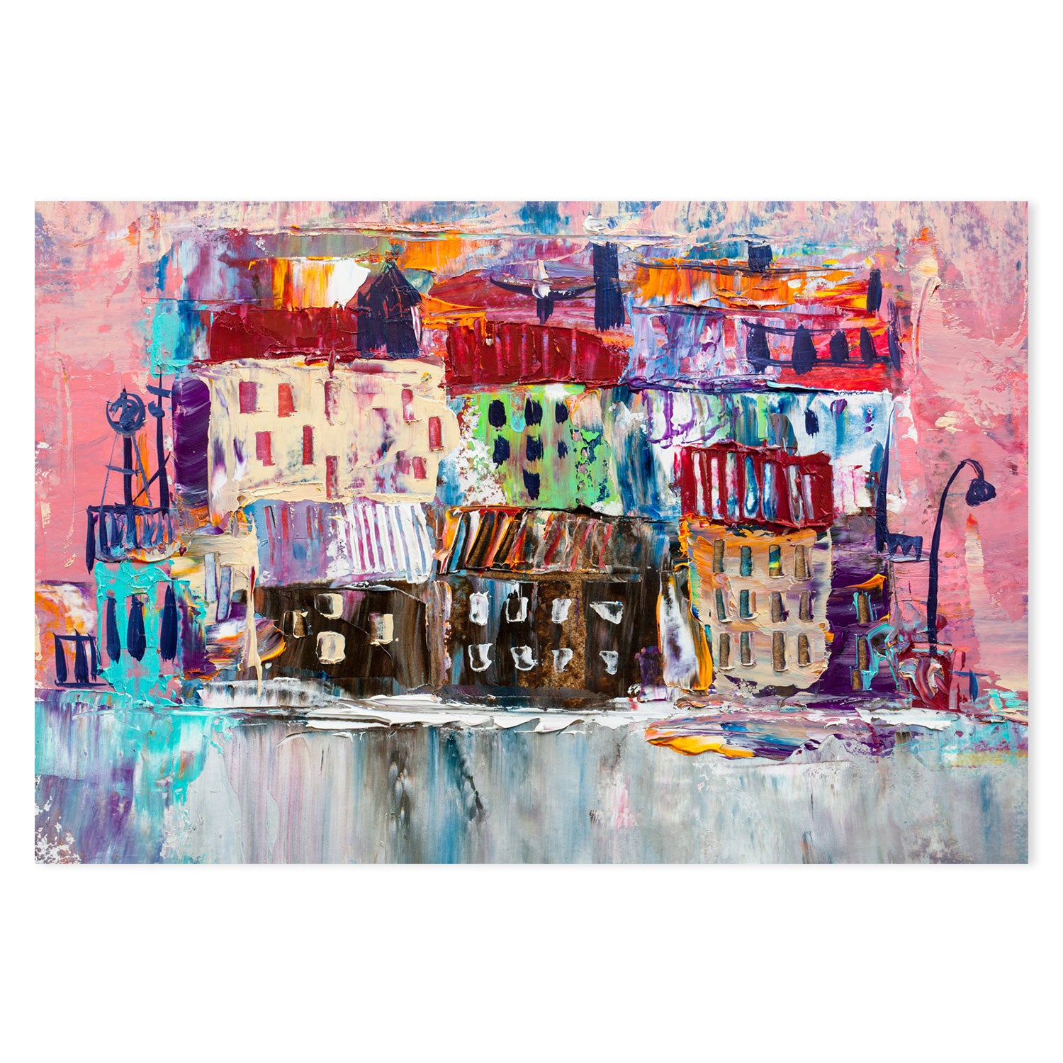 A Village of Colour, Hand-Painted Canvas