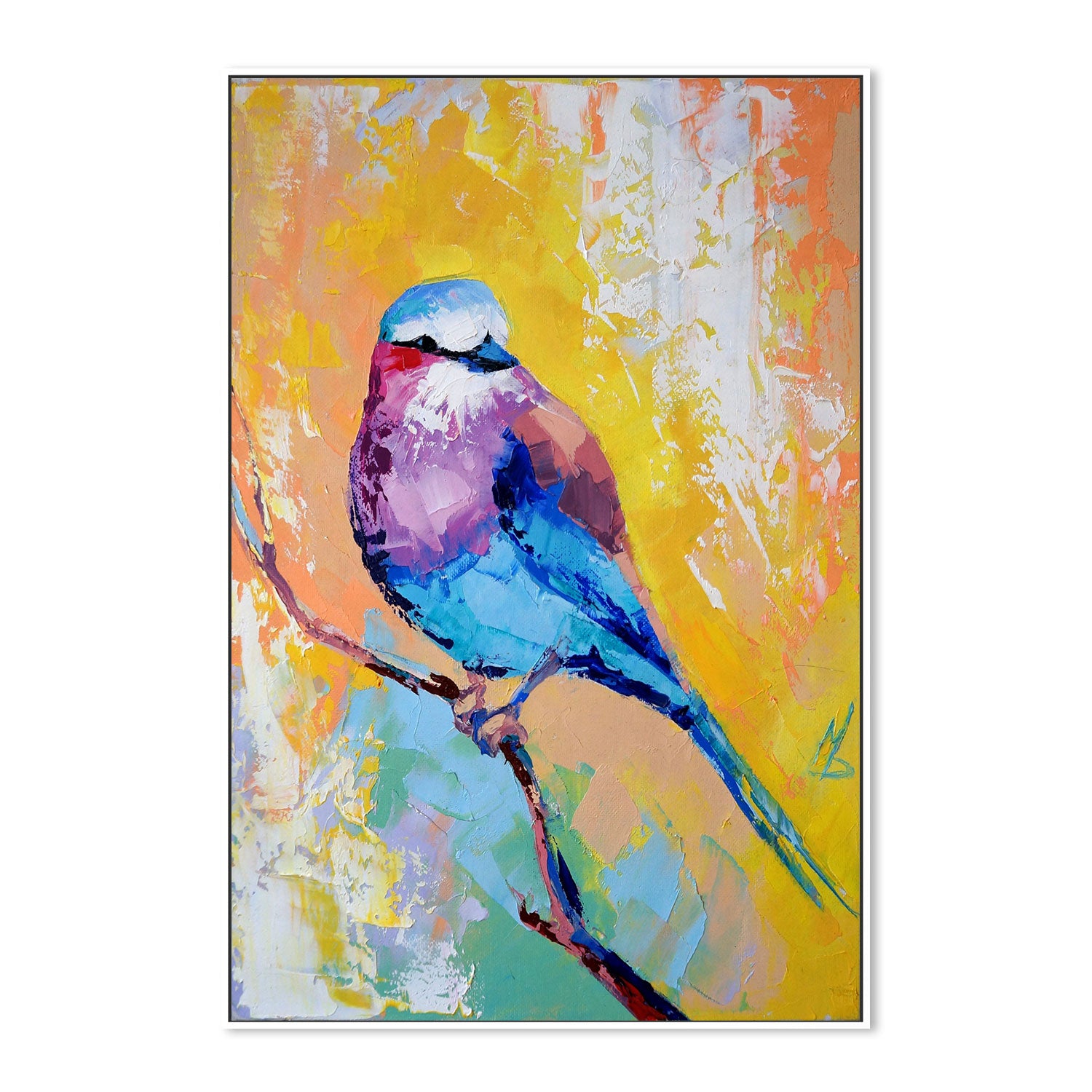 Colourful Bird , Hand-painted Canvas