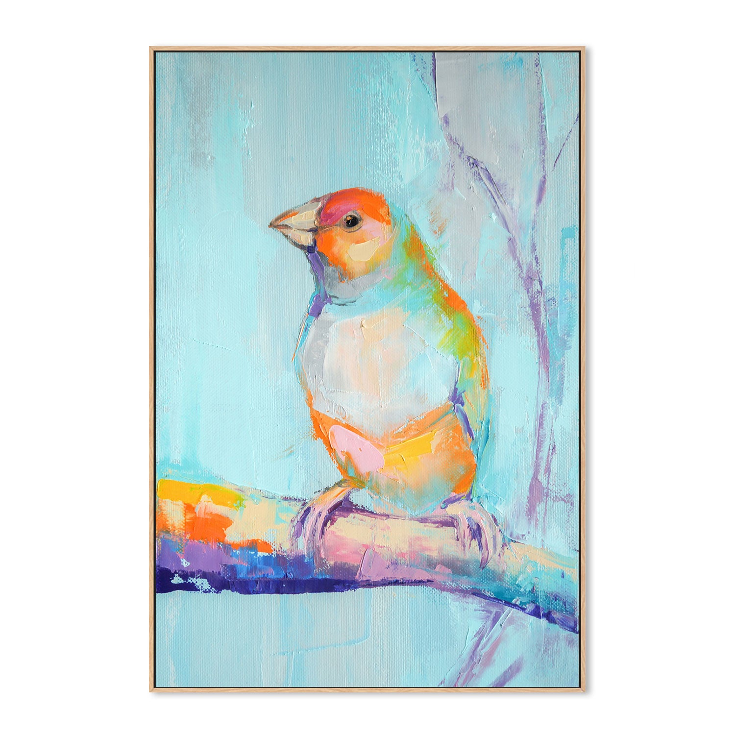 Pastel Coloured Bird, Style A , Hand-painted Canvas