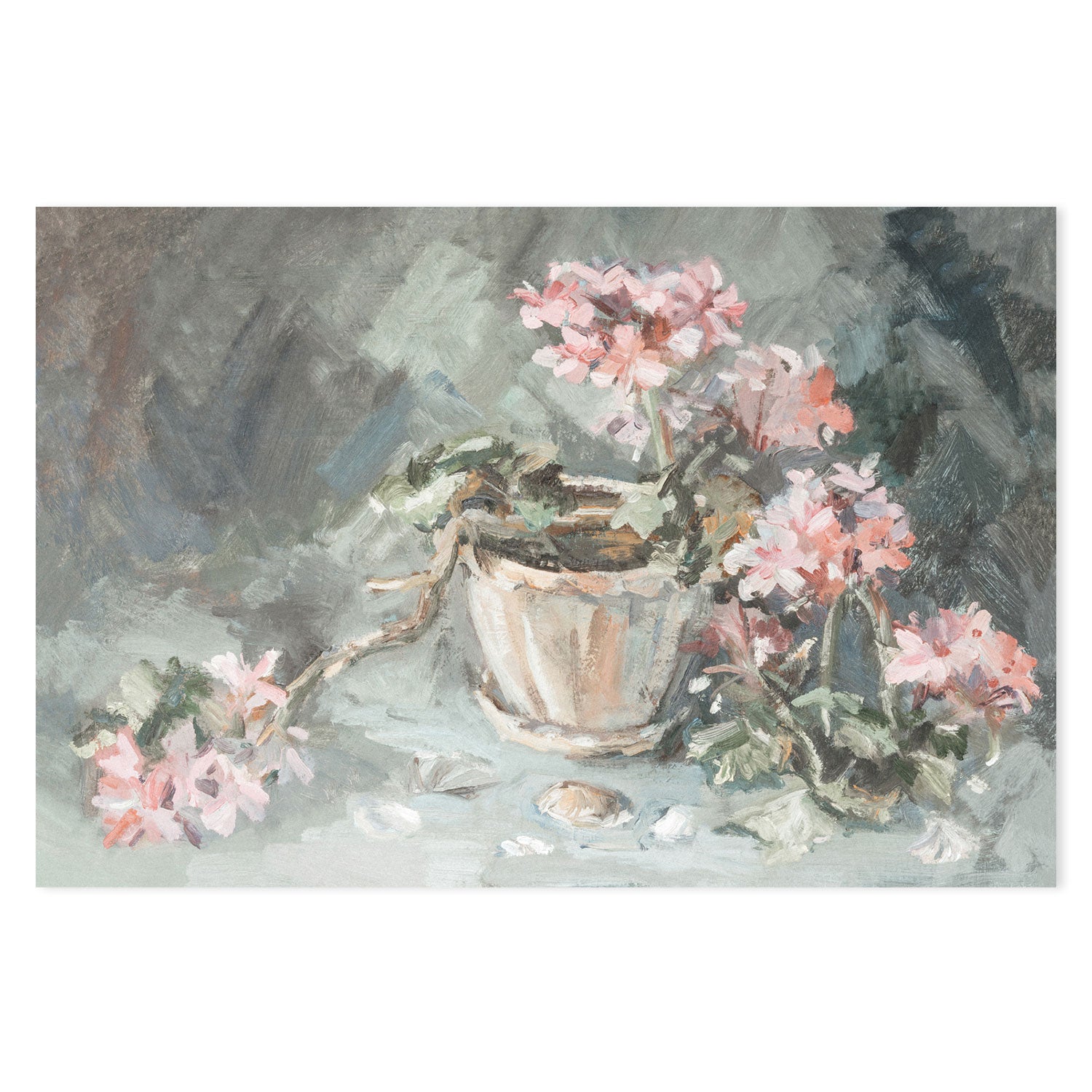 Sage and Blush Flowers , Hand-painted Canvas