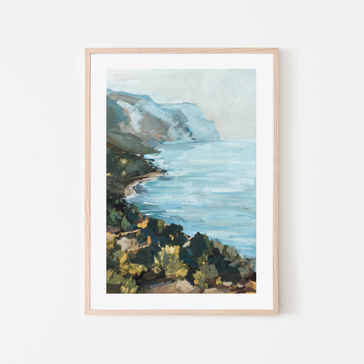 Shimmering Blue Coast , Hand-painted Canvas