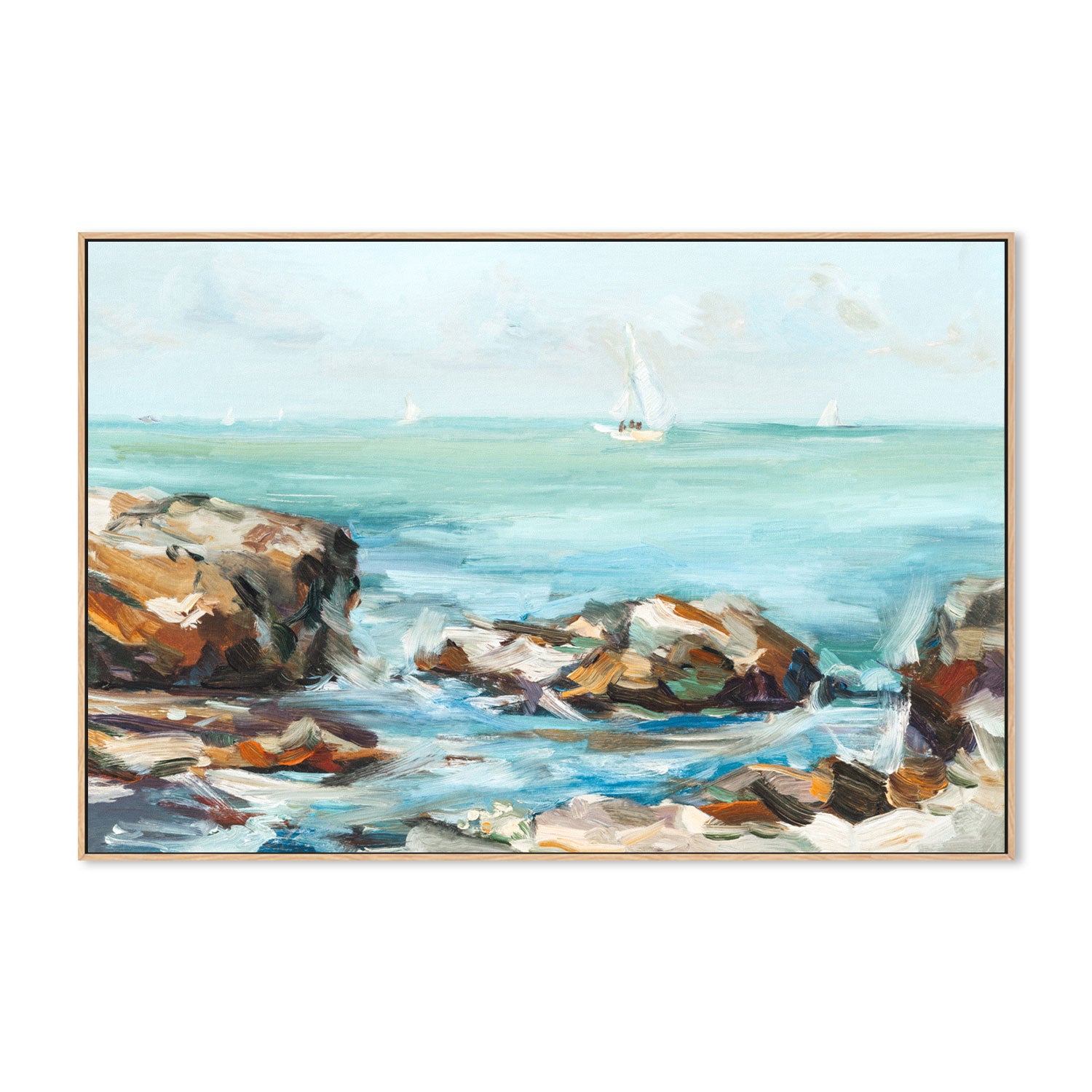 Sailing Beyond The Horizon , Hand-painted Canvas