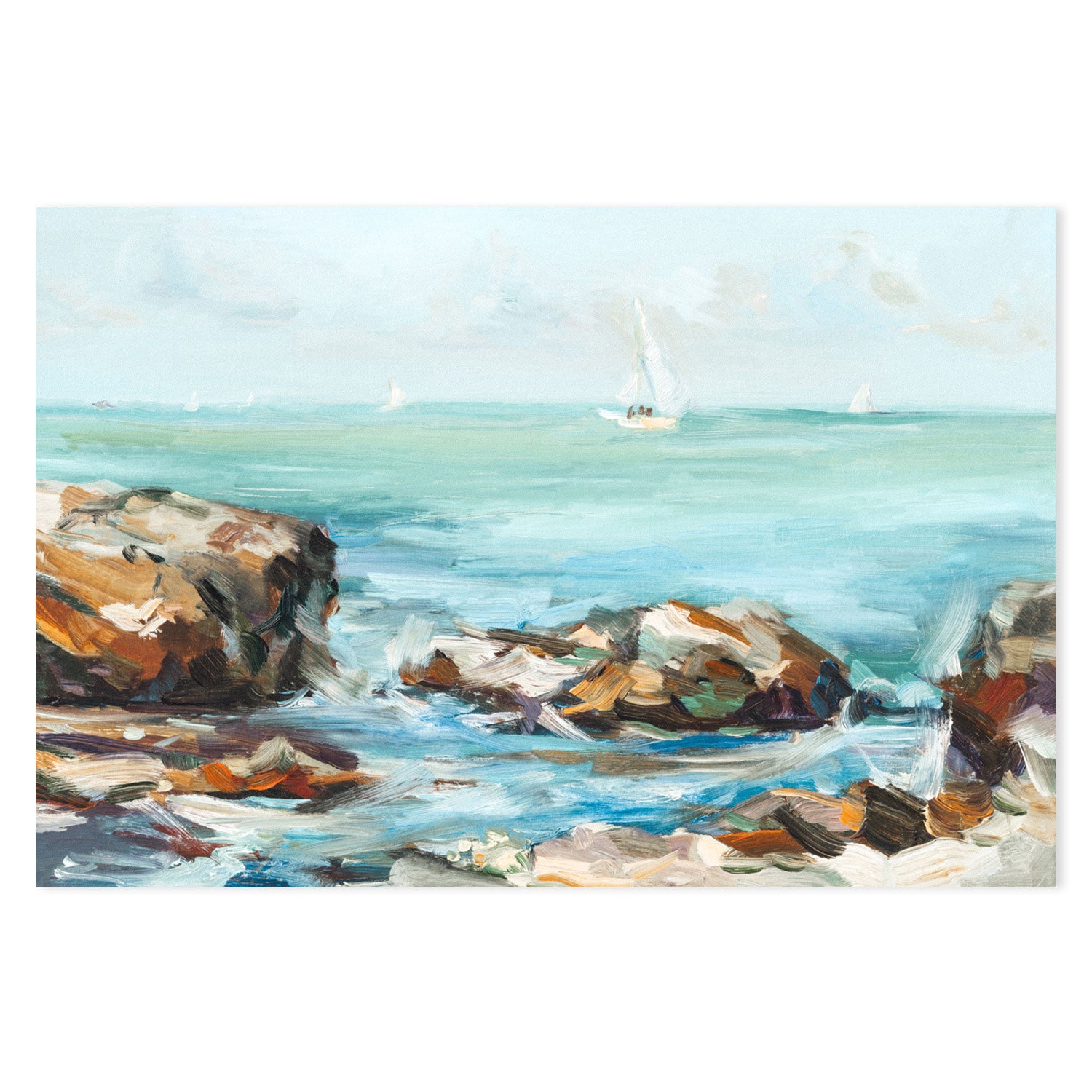 Sailing Beyond The Horizon , Hand-painted Canvas